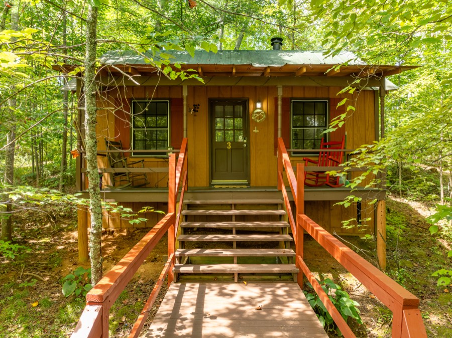 A private cabin at Misty Mountain surrounded by trees